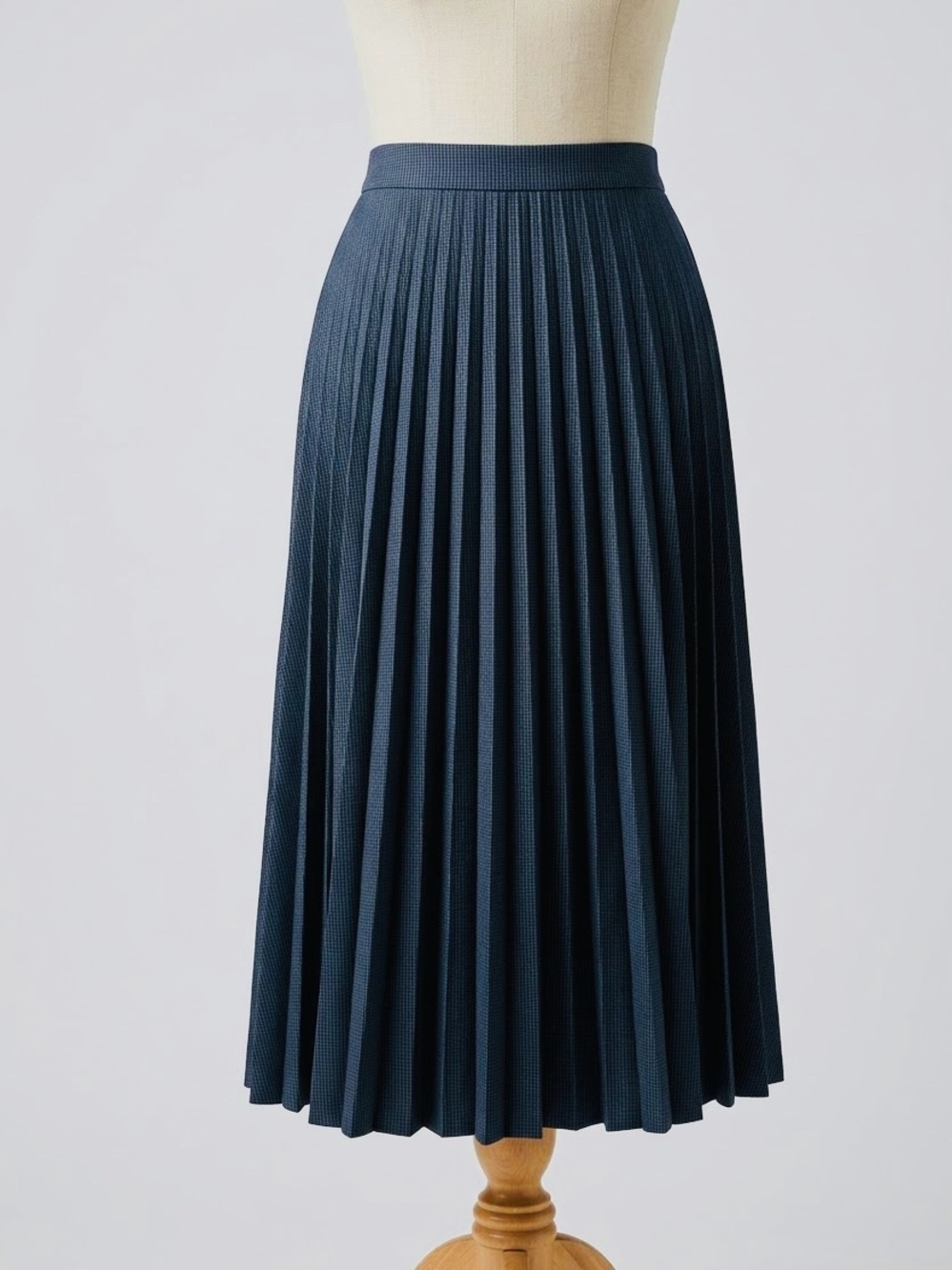 Zara dark academia preppy navy pleated houndstooth midi skirt XS